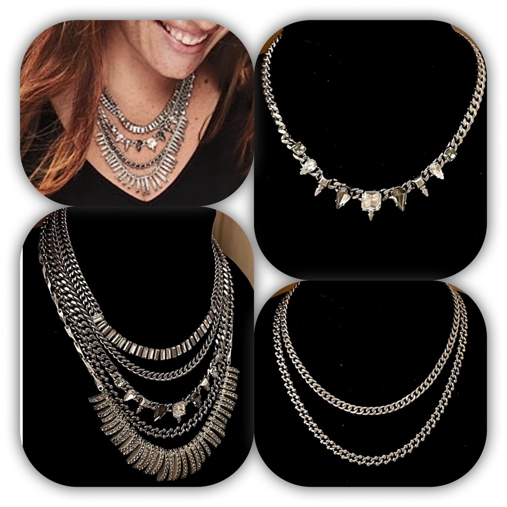 Stella & Dot Amelia Sparkle Convertible 4in1 Crystal Layered Statement Necklace